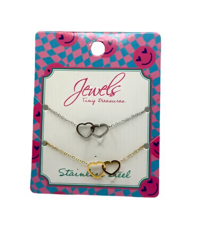 500J44 BFF armbandjes hartjes in elkaar goud - stainless steel