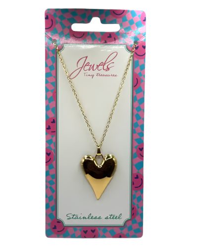 500J53 Ketting lang met hart - stainless steel