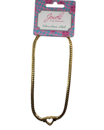 500J62 Ketting schakel met hartje - stainless steel