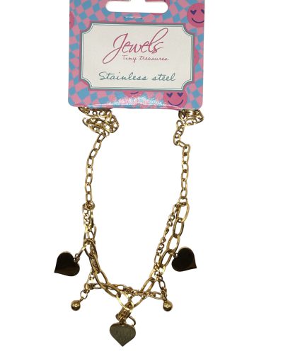 500J63 Ketting dubbele schakel hartjes - stainless steel
