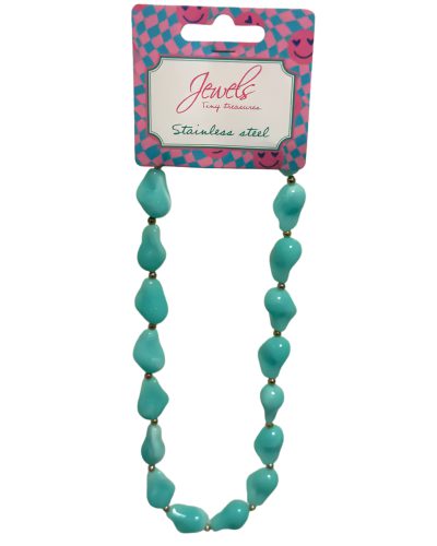500J71 Ketting kralen mint - stainless steel